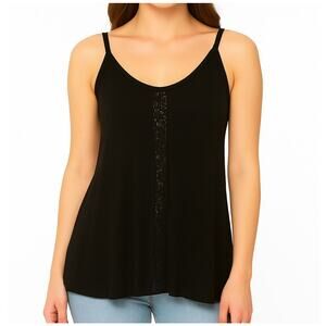 San Francisco City Lights Gypsy Lace Cami Tank Top Black Size Medium NEW